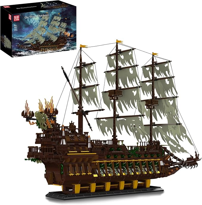 Mould King 13197 Pirate Ship Building Toy, MOC Flying Dutchman Model Ship Boat, Toy Building Sets for Adults, Halloween Decor Christmas Birthday Gifts for Teens Collections (4364 Pieces)