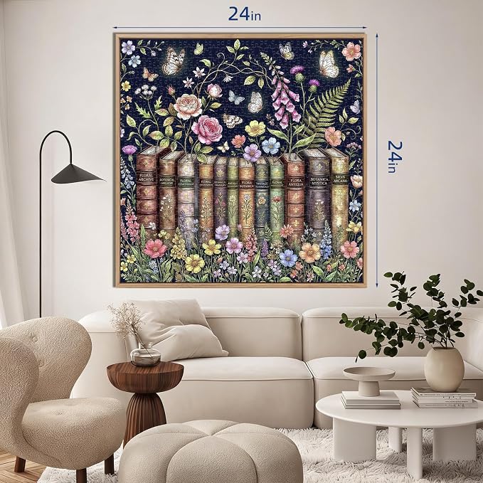 Botanical Book Garden Puzzles for Adults 1000 Pieces,Challenging Jigsaw Puzzles for Adults,Difficult Impossible Puzzle for Family Game Night,Recycled Paper Jigsaw Puzzle,Gifts for Boys Girls