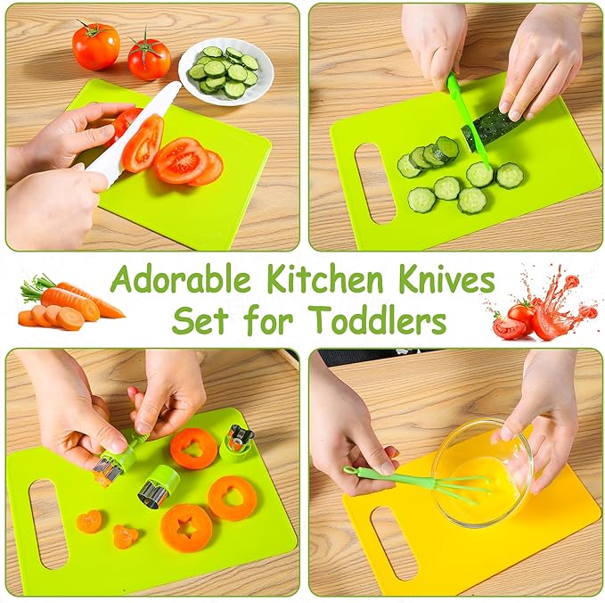40Pcs Kids Knife Set for Real Cooking: Montessori Kitchen Tools for Toddlers, Kitchen Toy for 3 4 5 6 7 8 9 10 Year Old Boys Girls Birthday Gifts