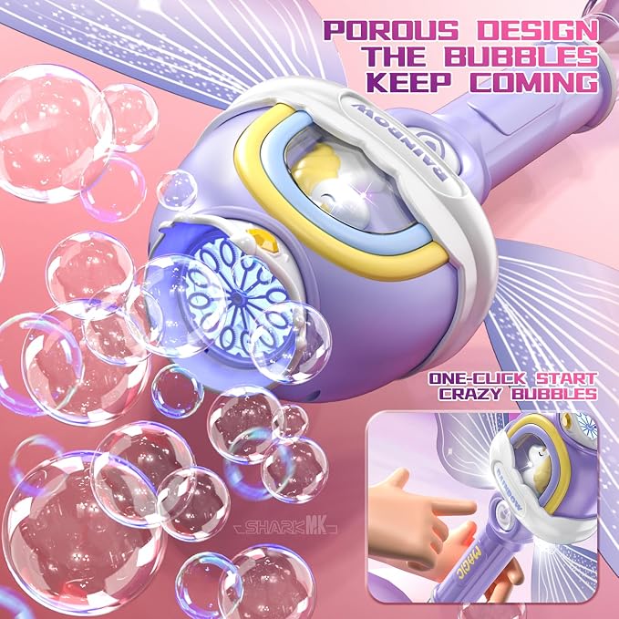 Unicorn Bubble Wands for Kids Girls with Rotating Design, Outdoor Bubble Maker Toys for Kids Ages 3-8, Light Up & Music Fairy Wands, Party Birthday for 3+ Year Old Girls