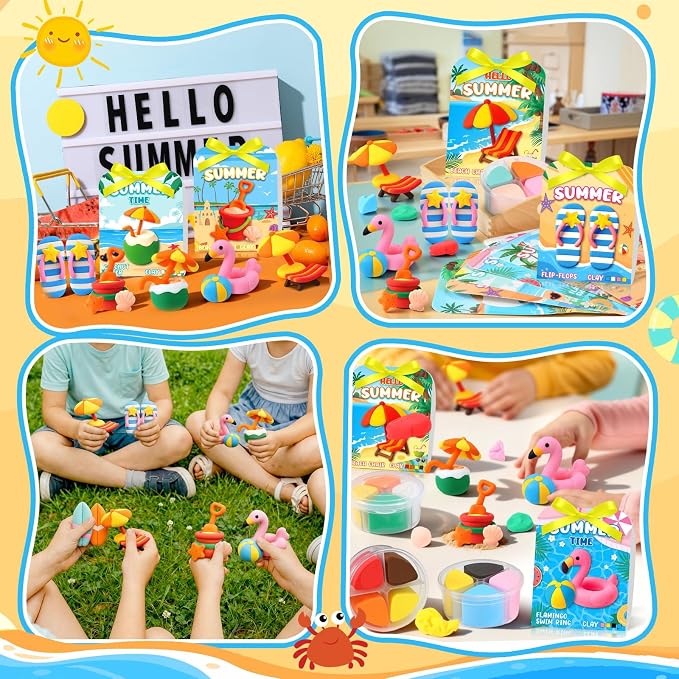Capoda 48 Sets Air Dry Clay Kit for Kids Summer Craft Gifts DIY Modeling Clay Art Crafts Kit for Summer Beach Pool Party Favors Fun Activities School Art Projects Classroom Gifts Rewards Supplies