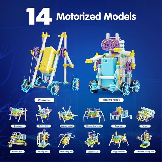 JOVA Klever Kits 36-in-1 Motor Robotic Kits, Make Your Own Kids Craft Kits Educational STEM Toys for Ages 8-13 Boys and Girls, Science Gifts for 8 Years Old