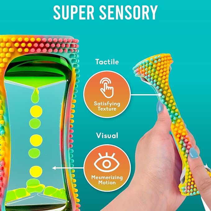 BUNMO Liquid Motion Bubbler Sensory Toy for Kids & Adults – Gentle Fidget Toy for Mindfulness – Stimulating Visual Sensory Experience – Colorful Bubble Fidget Timer for Desk & Travel - Rainbow
