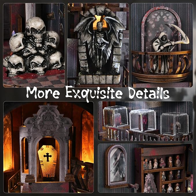 MiniCity Magic Booknook Building Set with LED Light, Mini Bookend Building Kit for Bookshelf & Home Decor, DIY Miniature Book Nook Building Model for Kids Adults Teens (Haunting Relics)