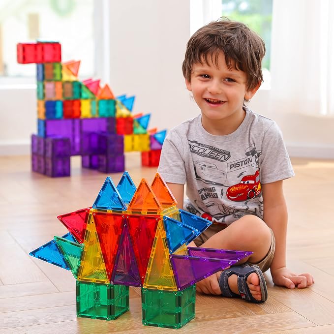 MEGAGONTILES 110PCS Premium Magnetic Tiles Set | STEM-Authenticated Magnetic Building Blocks | Educational Construction Toy for Kids Ages 3–8 (Boys & Girls)