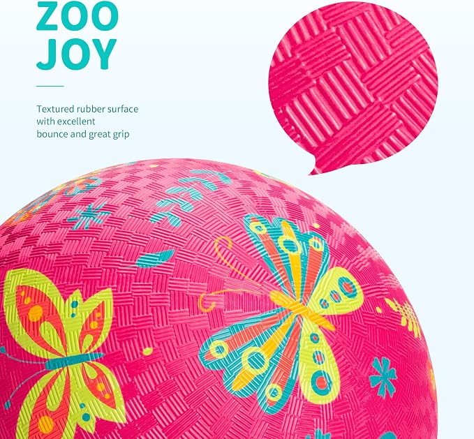 ZOOJOY Pack of 2 Cartoon Playground Balls for Kids 1-6, 6 Inch Rubber Balls for Dodgeball, Rubber Bouncy Kickball, Indoor & Outdoor Game Gaga Balls for Boys Girls with Pump