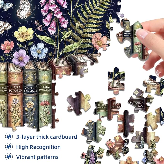Botanical Book Garden Puzzles for Adults 1000 Pieces,Challenging Jigsaw Puzzles for Adults,Difficult Impossible Puzzle for Family Game Night,Recycled Paper Jigsaw Puzzle,Gifts for Boys Girls