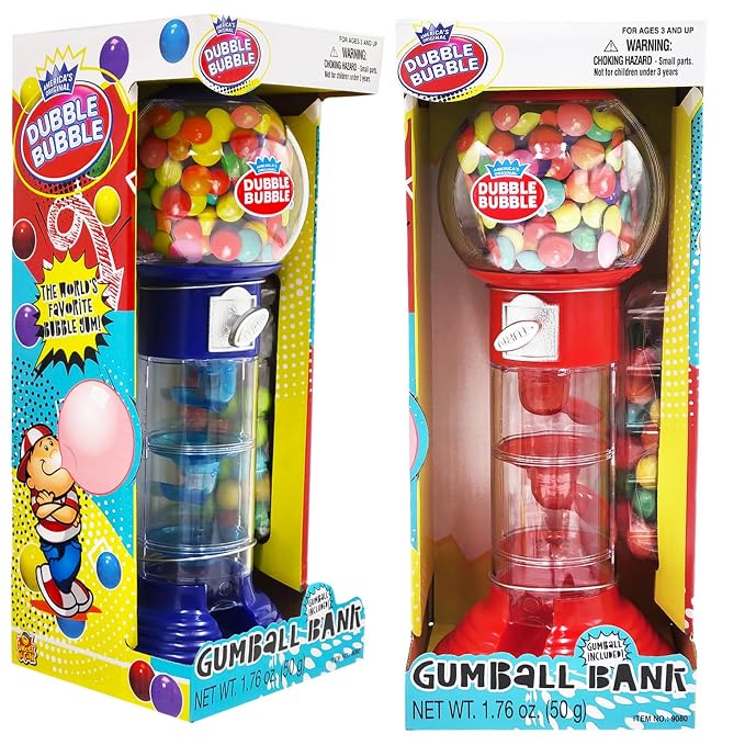 Fruidles - Coin Operated Bubble Gum Machine and Toy Bank -10.50" Inch Tall Spiral Fun Candy Machine Dispenser includes 150 Gum Balls - Great Gift Toys for Girls and Boys