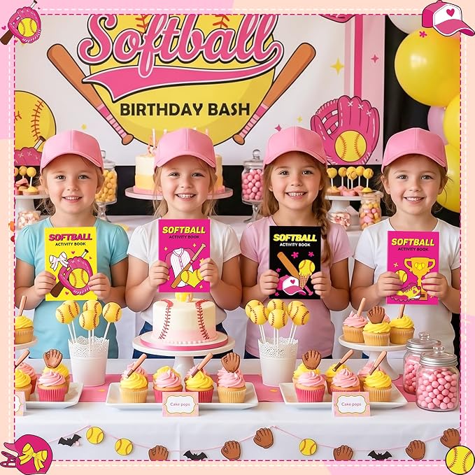 Softball Activity Books for Kids - 48Pcs Softball Mini Games Coloring Book Set Bulk Mazes Word Search Word Scramble Games DIY Booklet for Birthday Sports Party Goodie Bags Stuffers Classroom Supplies