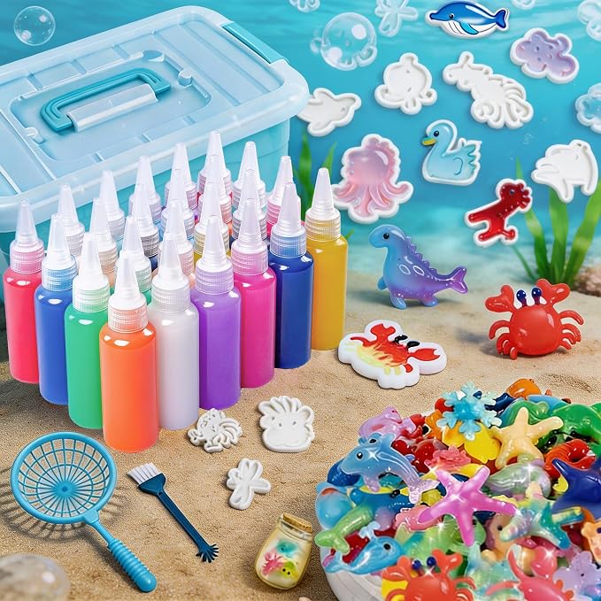 Magic Water Elf Toy Kits, Aqua Fairy Water Gel for Kids, 24 Gels 20 Molds, Squishies Squishy Toy Maker, Arts Crafts Magic Gel Water Pets Set for ages 3+ Girls Boys Toys Birthday Christmas Easter Gifts