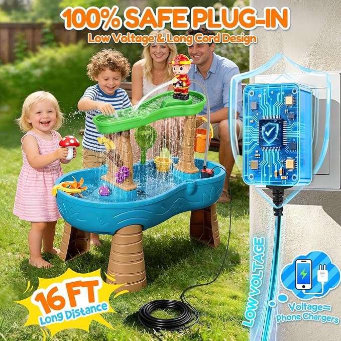 Water Pump for Water Table: Firefighter Water Table Pump Strong Continuous Flow for Step 2 Watertable Safe Plug-in No Drilling Summer Play Outdoor Water Toys Accessories for Toddlers 1-3 Kids 4-8
