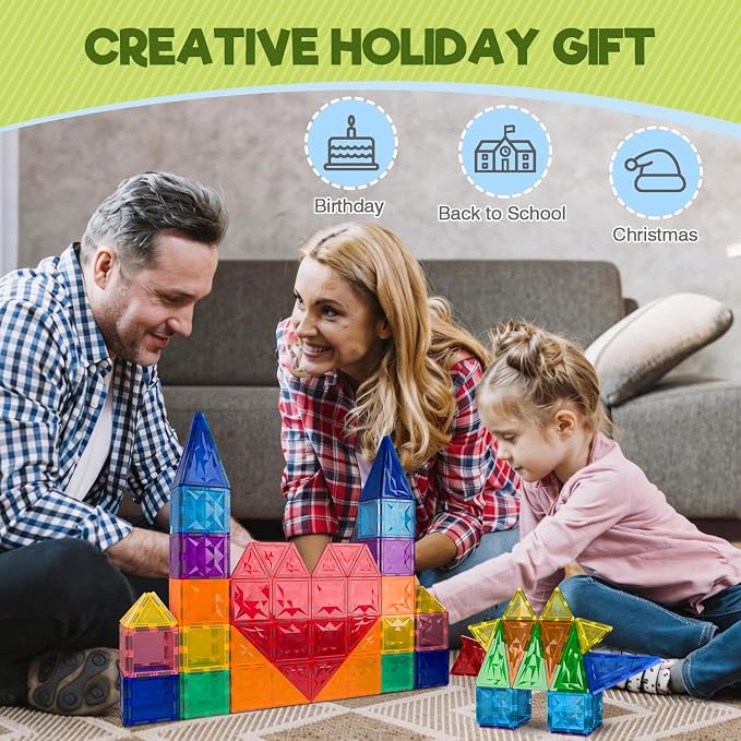 Magnetic Tiles, 32 PCS Magnetic Maze Building Blocks for Kids – STEM Educational Building Toy Set, Montessori Toys for Age 3 4 5 6 7 8, Compatible with Major Brands, Child-Safe Learning Gift
