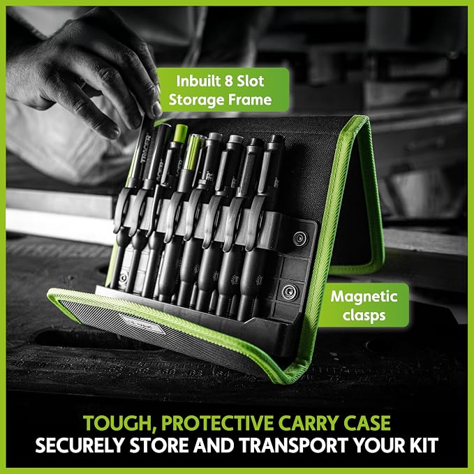 Tracer 8 Piece Construction Marker Kit - Deep Hole Carpenter Pencil Set, 2 Deep Hole Marking Pen, and Four Heavy Duty Clog-Free Markers, 2.8mm Replacement Leads & Storage Case for Woodworking Tools
