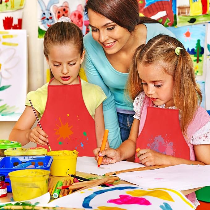 KUUQA 16/24/30/36/40Pcs Kids Apron Painting Aprons for Kids, Kids Paint Apron Art Smock for Classroom Painting Party Supplies