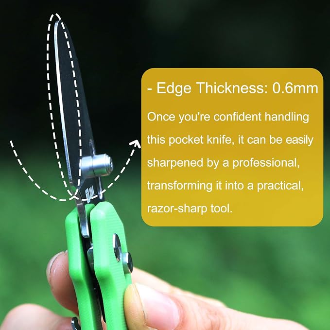 JIN Rhino Jr. Kids Pocket Knife, Fidget Toy Knife, DIY Kit, 1.97” Unsharpened Steel Blade, Safety Rounded Tip, Kids-friendly Button Lock Folding EDC, Green G10 Handle