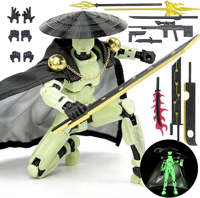 T13 Assembly Completed Action Figures,T-13 Action Figure, Robo 13 3D Printed Action Figure - The Ultimate Hero for Action-Packed Playtime,5.2 Inch, Green(Glows in The Dark)
