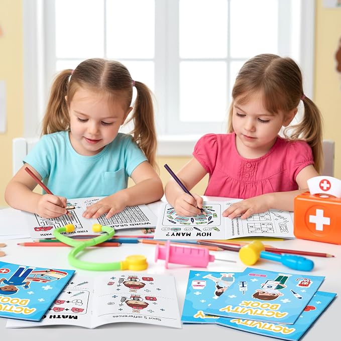 Bulk Medical Activity Books for Kids - 96Pcs Doctor Nurse Theme Mini Games Coloring Book Set Medical Coloring Booklet Include Mazes Word Search Word Scramble Games for Classroom DIY Art Party Favors