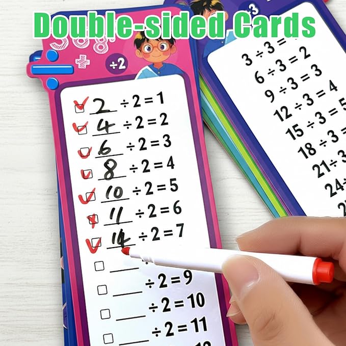 75 Pcs Addition Subtraction Multiplication Division and Fraction Flash Cards, Math Flash Card, Interactive Math Practice Kit for Kids 1st to 3rd Grade, Times Table Flashcards