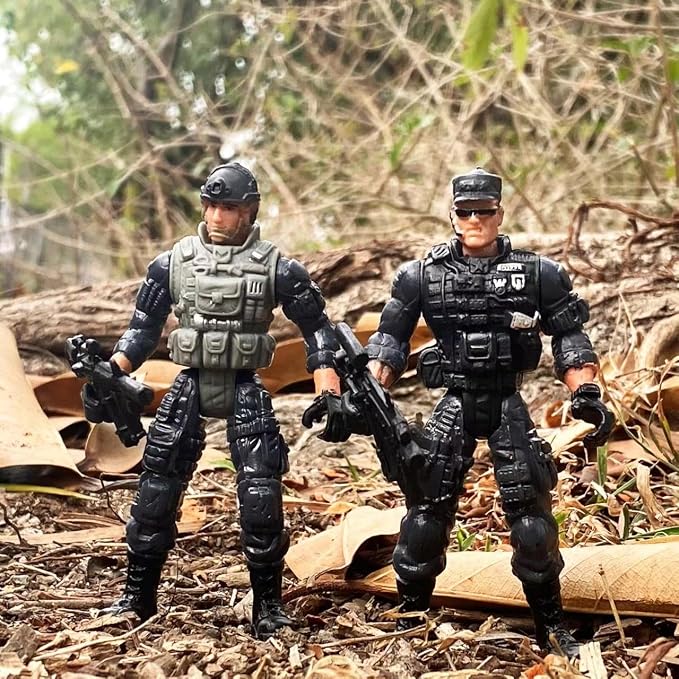 Army Men Action Figures, US Army Men and SWAT Team Toy Soldiers Action Figures,6 Pcs Special Force Action Figure with Weapons Military Soldier Playset Army Toy Set for Boys 3+