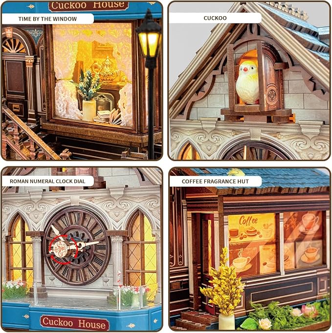 3D Wooden Puzzles for Adults DIY Mini House Model Kits to Build, Room Home Decor 3-d Puzzle Wooden Clock Craft Kits Miniature House kit Gifts for Family, Friends- Cuckoo House (SQ-61)
