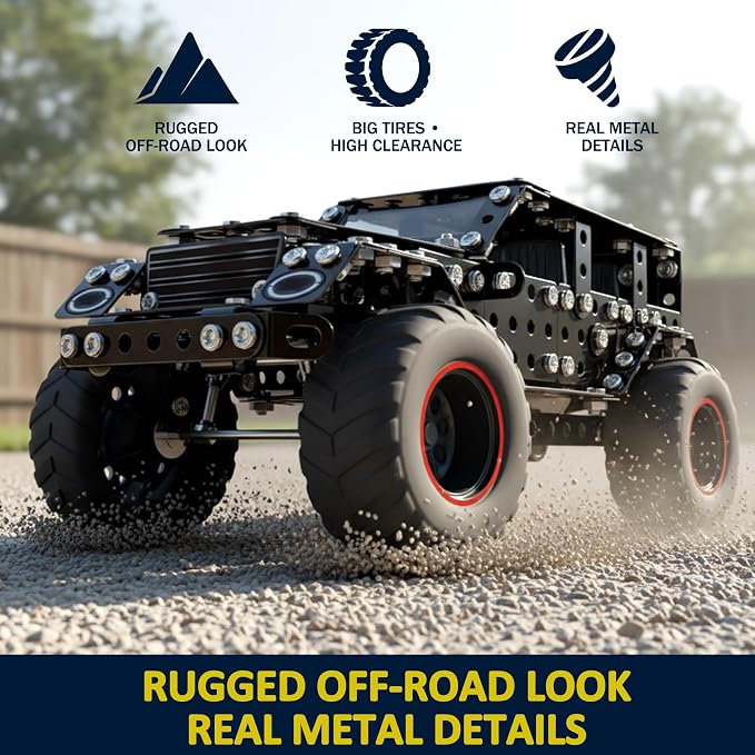 496 Pcs Metal Building Toys for Boys & Girls 8-12 Years Old, Off-Road Vehicle Model Truck Kits, STEM Engineering Construction Set, Monster Car Educational Gift for Kids Ages 8 9 10+
