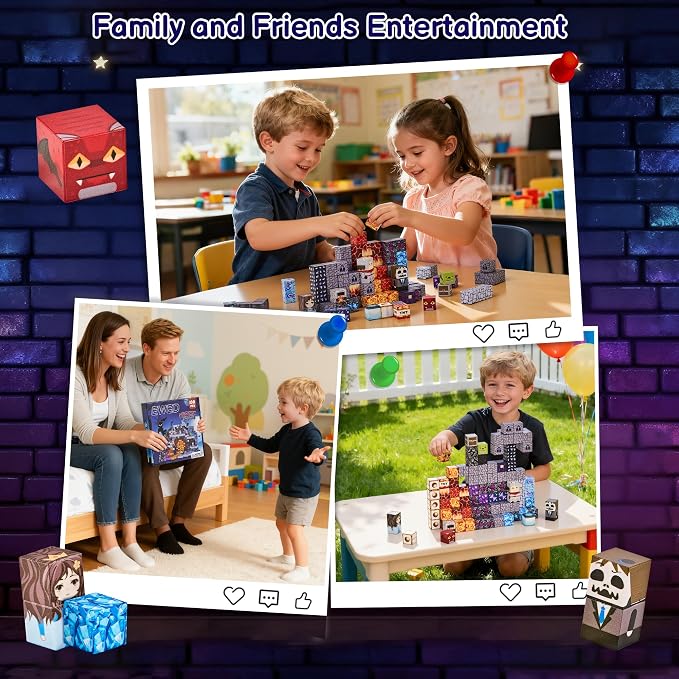100PCS Magnetic Blocks, Magnetic Building Blocks Cubes Tiles, STEM Educational Stacking Magnets School Game Toys for Kid Ages 3 4 5 6 7 8 9 10 11 Birthday Party Supplies Gifts for Boys and Girls