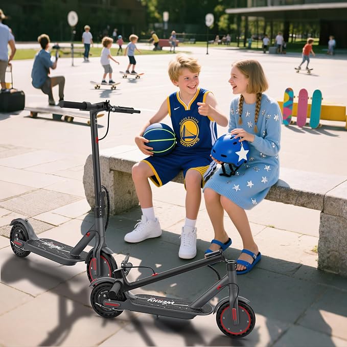Werhy Kids Electric Scooter, 350W Motor, 19 Mph Speed & 15 Miles Range, 8.5" Solid Tires, Lightweight Foldable Scooter with Dual Braking System, Max Load 265LBS