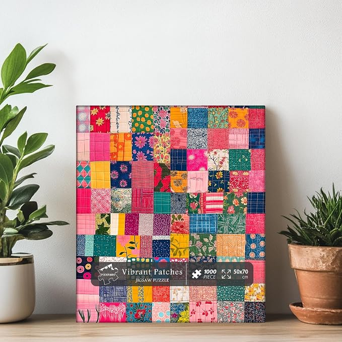 Sewing Patch 1000 Piece Puzzle for Adults, PICKFORU Vintage Quilt Patchwork Flower Art Puzzles, Impossible Difficult Colorful Theme as Wall Decor