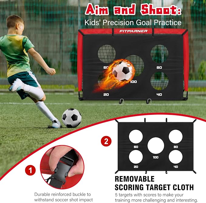 Soccer Goal,Backyard Soccer Goals for Kids 2 Pack,4x3/6x4 FT Portable Toddler Soccer Nets with Target,Ball & Cones,Soccer Training Equipment for Kids Youth Outdoor Games,Sports,Play