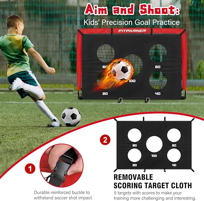 Soccer Goal,Backyard Soccer Goals for Kids 2 Pack,4x3/6x4 FT Portable Toddler Soccer Nets with Target,Ball & Cones,Soccer Training Equipment for Kids Youth Outdoor Games,Sports,Play