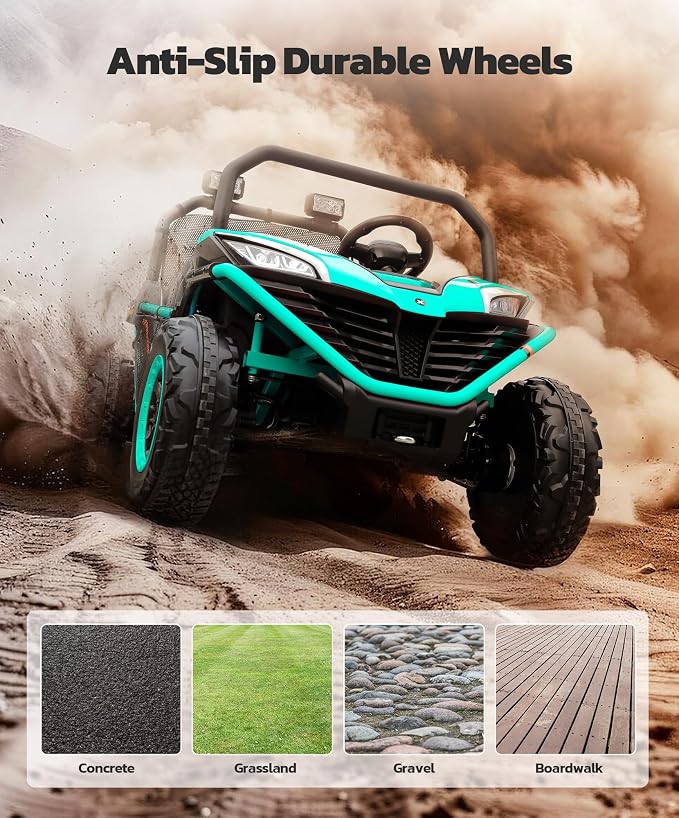 ELEMARA 24V Ride on Car for Kids, 2 Seater XL 20" Seat Ride on Toy, 10AH 4WD Battery Powered 4.5MPH Electric Car with Remote, 3 Speeds, Music Gift for Ages 3-8