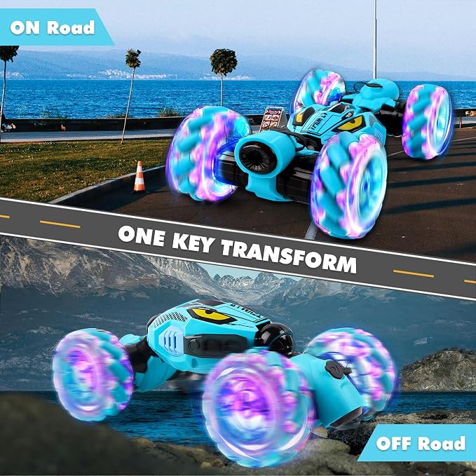 Gesture Sensing RC Stunt Car - Boys Toys Age 6-12 Year Old for Birthday Gifts, 2.4GHz 4WD Remote Control Toy with Dual Spray, All-Terrain Off-Road Vehicle with Lights & Music