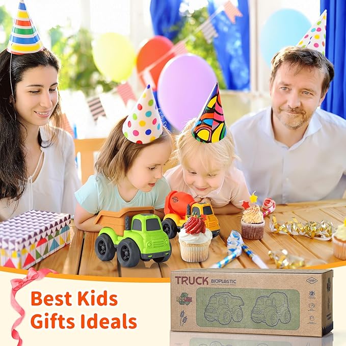 Toddler Toys for 2 Year Old Boy, Dump Truck Toys and Mixer Cement, BPA Free, Phthalates Free, PVC, Outdoor Toys for Toddlers 2-3, Ideal Toy Cars for 2 3 4 Year Old Boy Christmas Birthday Gift