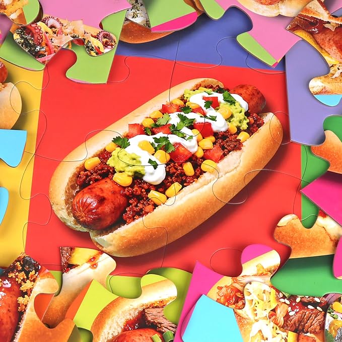 IFLOVE Hot Dog Floor Puzzle for Kids — 48 Piece Jumbo Hot Dog Jigsaw Puzzle, Food-Themed Puzzle with Colorful Hot Dogs and Toppings, Educational Toy Birthday for Boys Girls Ages 3-8
