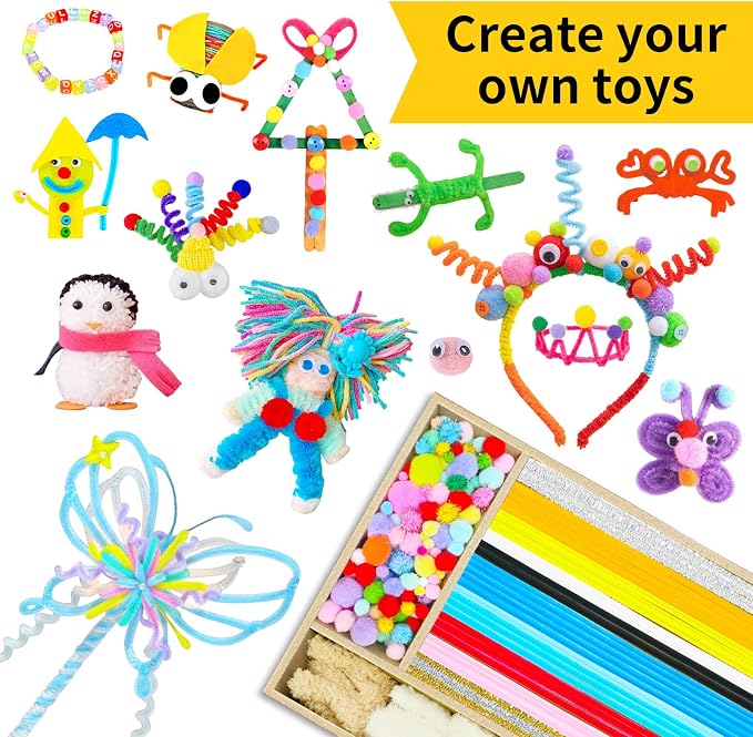 Fusihey Craft Supplies for Kids – Kids Craft Kit Box with 3000+ Pieces, Arts and Crafts Kit for Kids Ages 4‑8 & 8‑12, Storage Craft Box for Girls Boys, Bulk Art Materials Set Gift