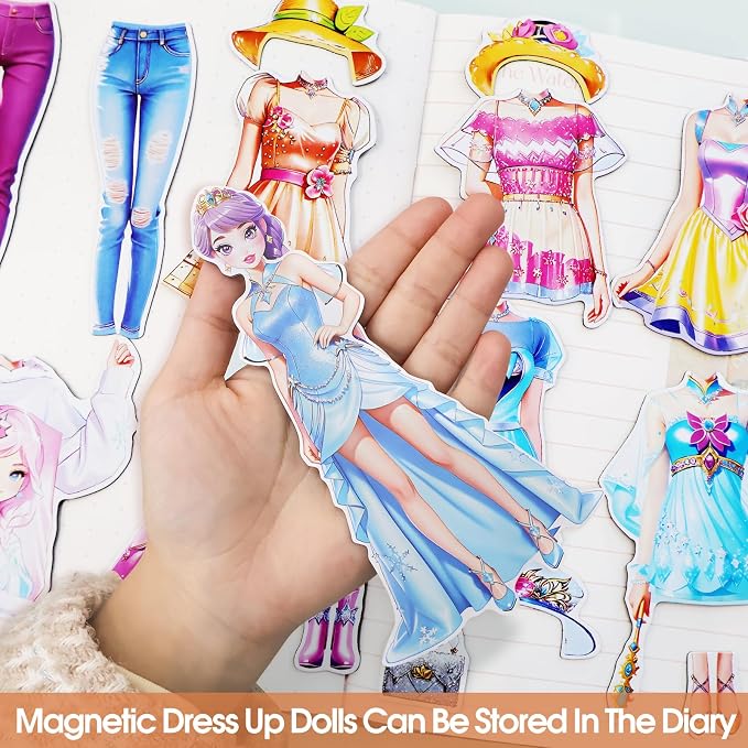 PainZieteg Magnetic Dress Up Dolls, Magnetic Princess Dress Up Paper Dolls, Magnetic Dress Up Dolls for Girls Ages 4-10 Learning Created Imagine Set Birthday Gift (Joy)