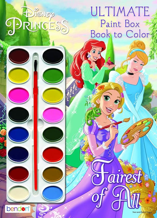 Disney Princess Paintbox Coloring and Activity Book with 16 Paints, Bendon 42350, 7.75 x 10.75