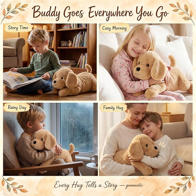 gnomantic Yellow Lab Weighted Stuffed Animals - 28 Inch 5.0 Pounds Weighted Plushies Labradoodle Stuffed Animal - Large Dog Plush Pillow - Cute Plush Toy Gifts for Kids & Adults (28" 5.0 lbs)