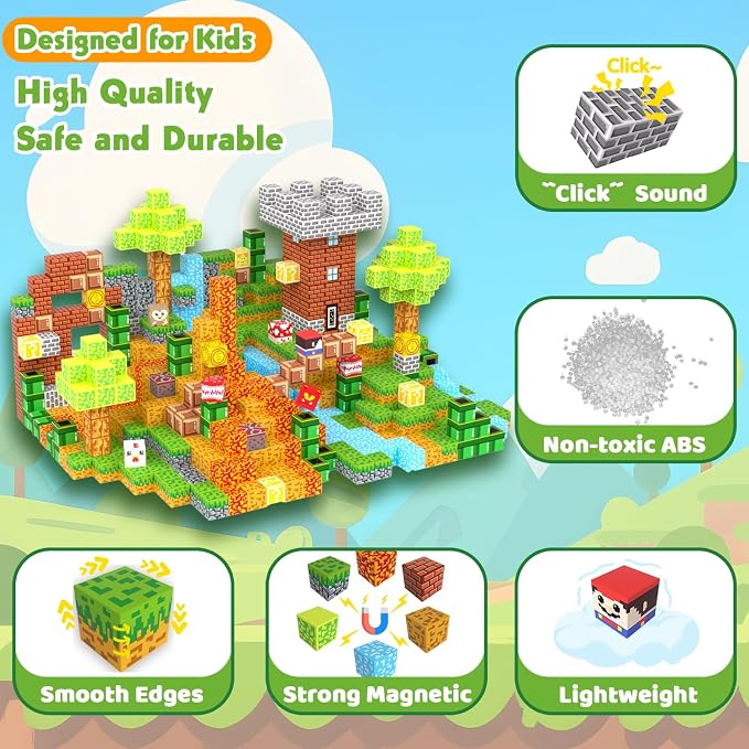 Magnetic Blocks Building Toys for Kids, 48 PCS Magnetic Blocks for Kids Ages 4-8, Magnet Cubes, STEM Sensory Toys for Boys & Girls, Christmas Birthday Gifts for Kid Ages 3+