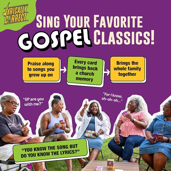 Lyrically Correct Revival: The Gospel Edition – Gospel Music Trivia Card Game for Adults & Families | Church Gatherings, Fellowship & Family Game Night