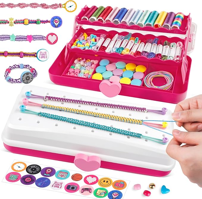 TingingYuli Friendship Bracelet Making Kit for Girls Ages 8-12, DIY String Bracelet Maker with 3-Layer Storage Box, Jewelry Making Kit Arts and Crafts Toy Gift for Kids Ages 6-12
