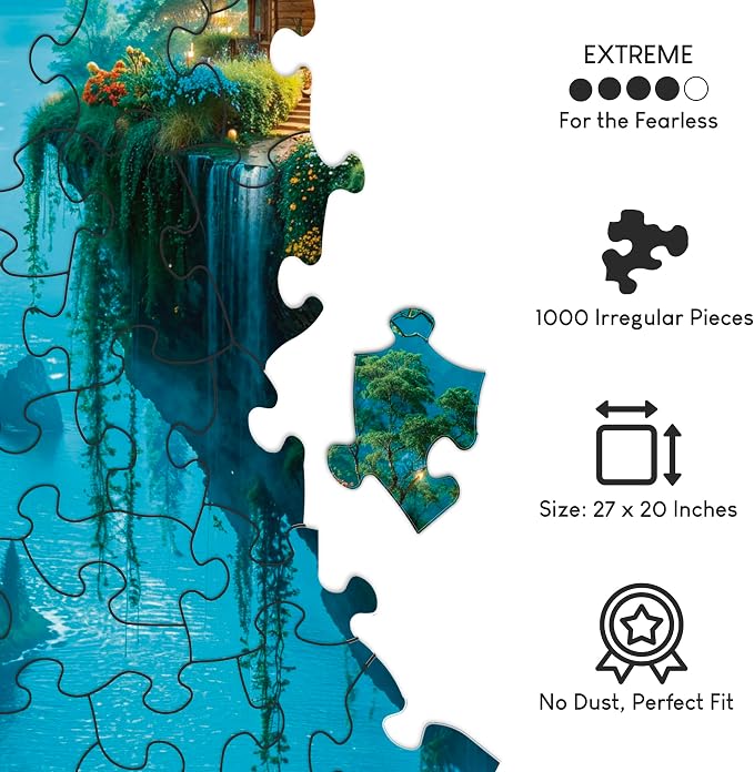 No Image Puzzle 1000 Irregular Pieces Extreme Difficult Jigsaw Challenge Adults Hardest Puzzle No Guide Ultimate Brain Teaser Hard Level Floating Kingdom Mystery Unique Gift