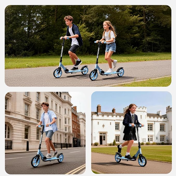 FREEDARE Kick Scooter for Kids & Adults Ages 8+, Foldable Teen Scooter with 2 Big 8-inch Wheels and 4-Level Adjustable Handlebar, Max Load 220 LBS