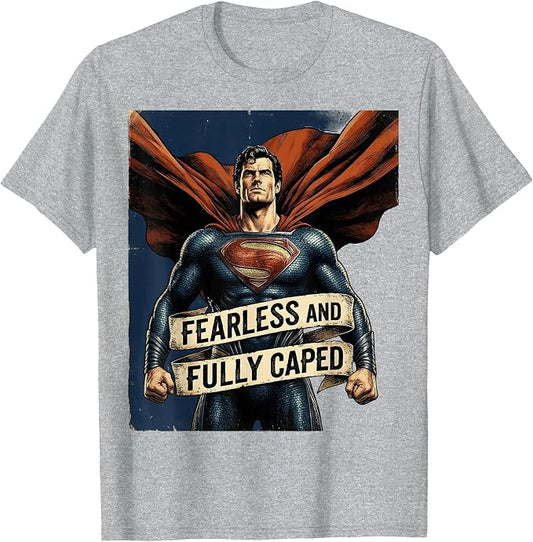 Fearless and Fully Caped Superhero Design T-Shirt