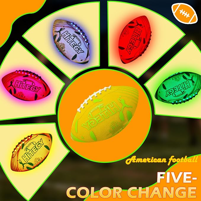 Glow in The Dark Football Light Up Football | USB-C Rechargeable LED Ball with Pump | Night Game Ball for Indoor & Outdoor Play | Gift Ready for Boys & Kids