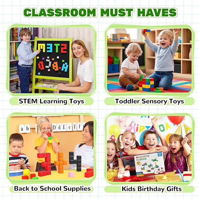 40pcs Magnetic Blocks, Gifts for 3 4 5 6 Year Old Girls & Boys, Magnet Building Blocks for Toddlers,STEM Preschool Sensory Toys for Kids Ages 3-5 4-8