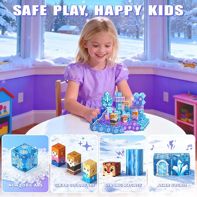 48 PCS Magnetic Blocks Building Toys for Kids Ages 4-8, Magnetic Cubes, STEM Sensory Toys for Boys & Girls, Christmas Birthday Gifts for Kid Ages 3+