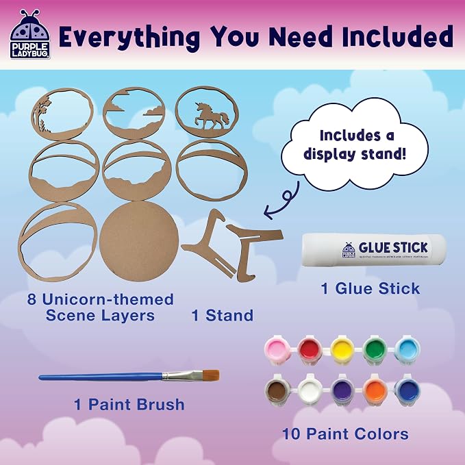 Unicorn 3D Painting Kit for Kids - DIY Wooden Painting Crafts for Kids, Unicorn Craft Set, 7 8 9 10 Year Old Girl Birthday Gifts, Girls Crafts Ages 6-8, Arts and Craft for Kid Ages 8-12