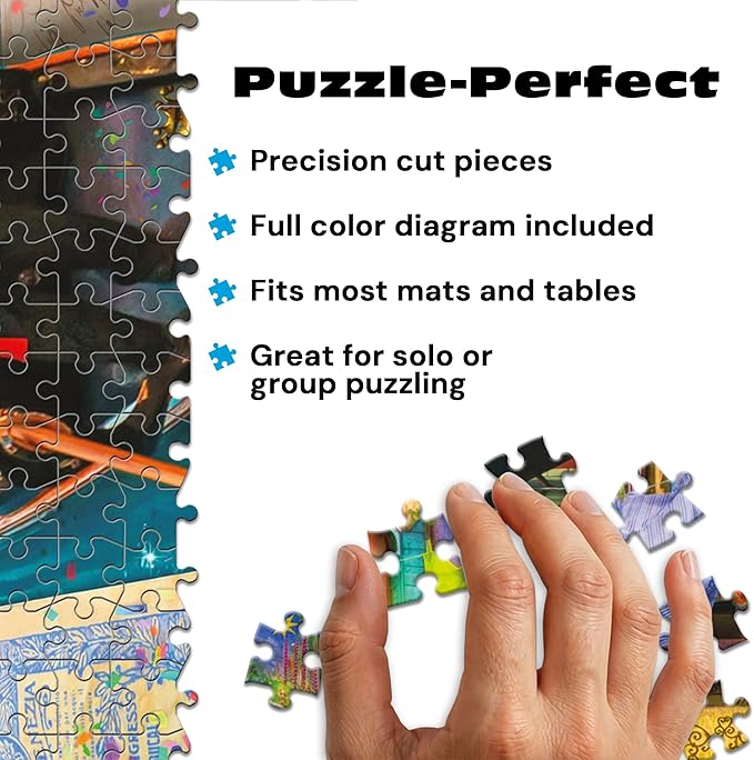 Buffalo Games - 1000 Piece Aimee Stewart Life is an Open Book- Venice Jigsaw Puzzle Challenging and Colorful Puzzle for Adults – Precision-Cut Pieces, Beautiful Artwork, and Hours of Relaxing Fun