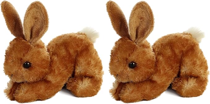 Aurora® Adorable Mini Flopsie™ Bitty Bunny™ Stuffed Animal - Playful Ease - Timeless Companions - Brown 8 Inches (Pack of 2)